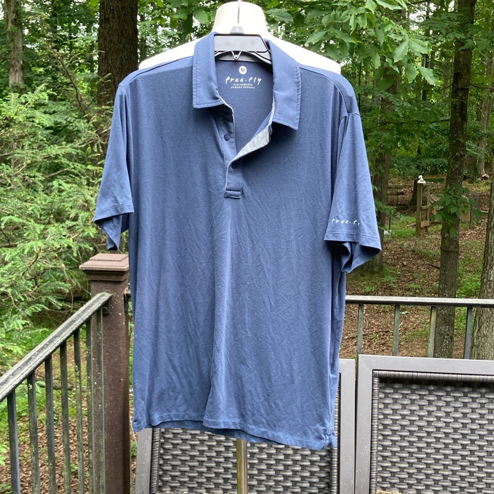 Free fly performance bamboo apparel blue polo sz. M